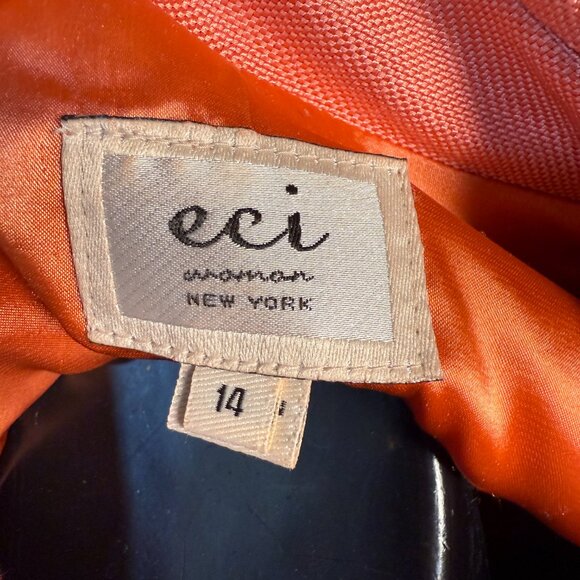 ECI New York Womens Coral Long Sleeve Belted Trench Coat Size 14 - Picture 9 of 12